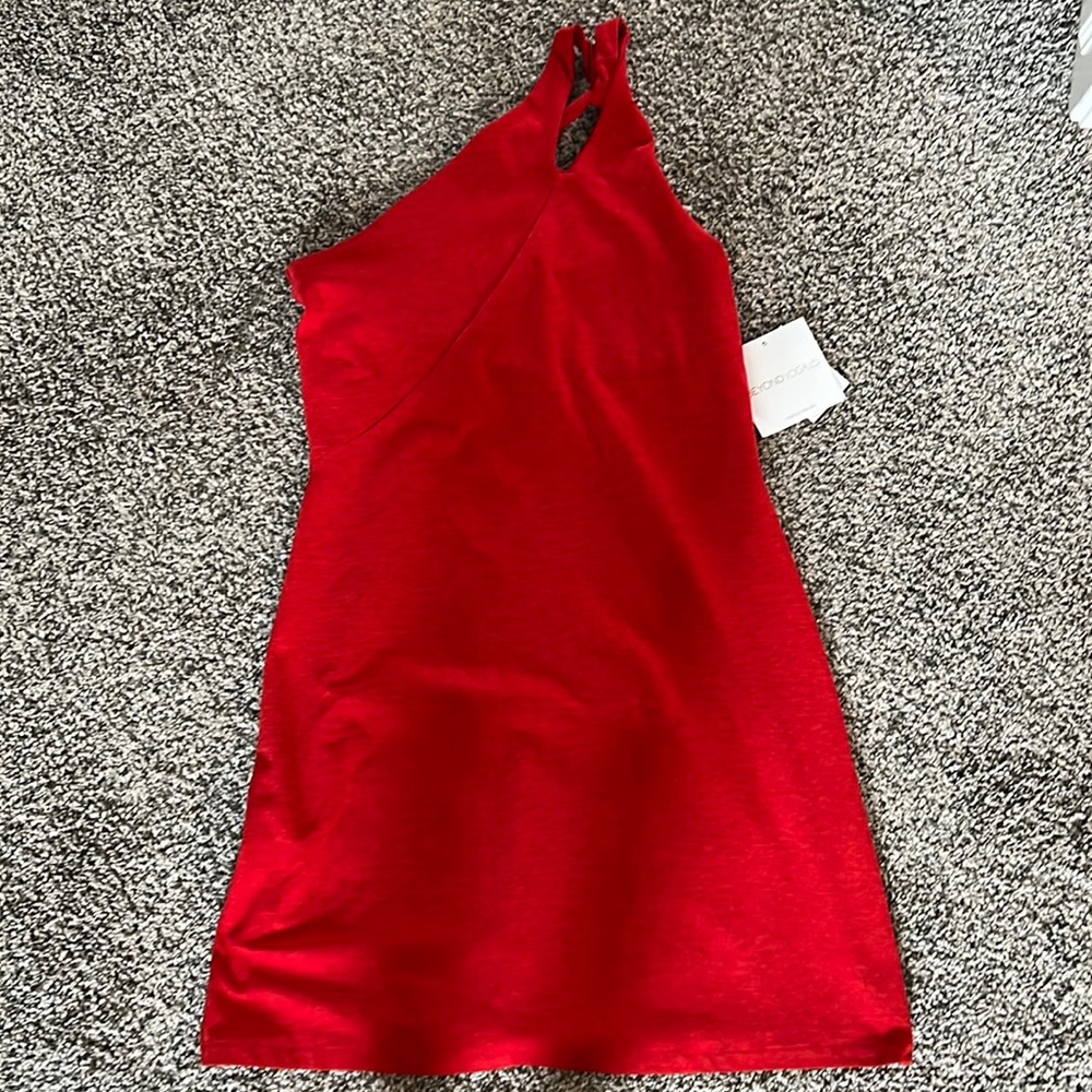 Beyond Yoga Red Asymmetrical One Shoulder Cocktail Dress